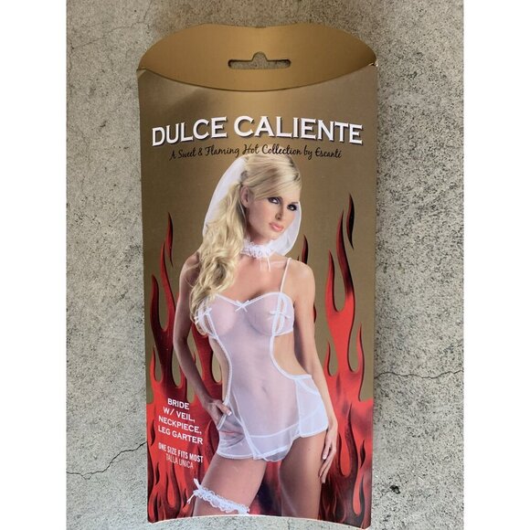 NEW Escante Dulce Caliente White Bride Veil Boxed Exotic Sexy Lingerie - Picture 3 of 3